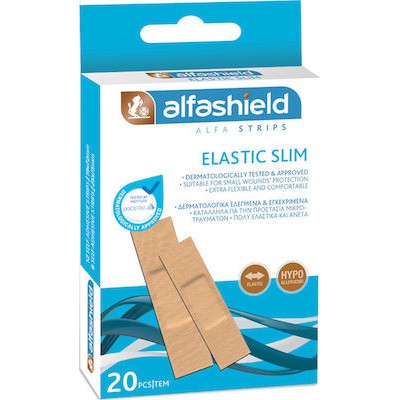 ALFASHIED Strips Elastic Slim Αυτοκόλλητα Επιθέματα Μιρκοτραυμάτων 2 Μεγέθη 20 Τεμάχια