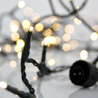 Xmas String LED Lights 100 Warm White With Green C