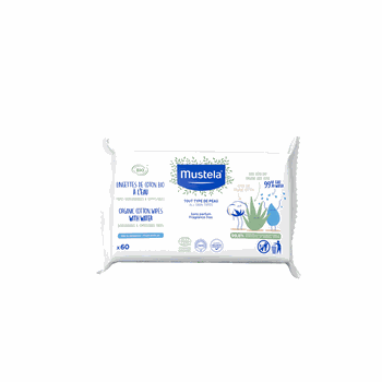 MUSTELA ORGANIC COTTON WIPES WITH WATER 60ΤΜΧ