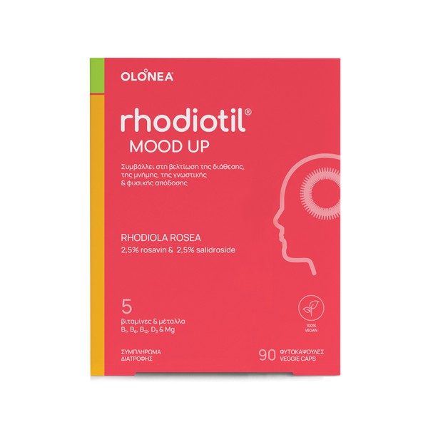 Olonea Rhodiotil Mood Up Συμπλήρωμα Διατροφής για Βελτίωση της Διάθεσης, της Συγκέντρωσης & της Μνήμης, 90vcaps
