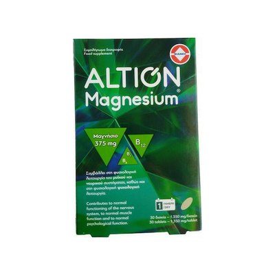 ALTION Magnesium 375mg Dietary Supplement With Magnesium & Vitamins B1 + B6 + B12 x30 Tablets