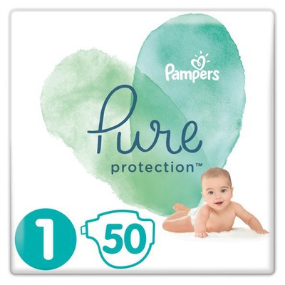 PAMPERS Baby Diapers Pure No.1 2-5Kgr 50 Pieces Value Pack