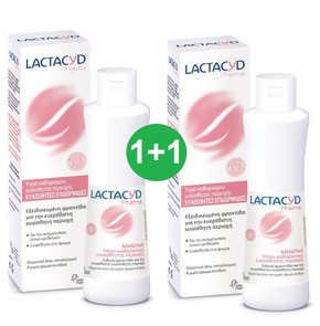 1+1 Lactacyd Sensitive Ήπιο Καθαριστικό Ευαίσθητης
