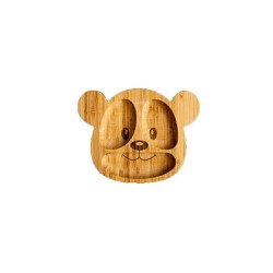 Ola Bamboo Kids Plate Little Bear Παιδικό Πιάτο Αρκουδάκι Από Φυσικό Μπαμπού Με Βεντούζα 1 τεμάχιο