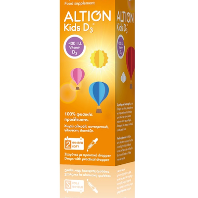 ALTION Kids D3 Drops 400IU Συμπλήρωμα Διατροφής Με Βιταμίνη D3 Για Βρέφη Και Παιδιά Σε Υγρή Μορφή 20ml