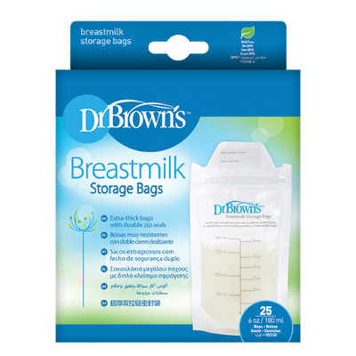 DR. BROWN'S Breast Milk Storage Bags Σακουλάκια Φύλαξης Μητρικού Γάλακτος 180ml 25 Tεμάχια S 4005