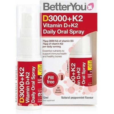 BETTER YOU Dlux Vitamin D3 + K2 Daily Oral Spray Συμπλήρωμα Διατροφής Σε Μορφή Σπρέι Με Γεύση Μέντας 12ml