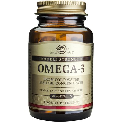 SOLGAR Omega 3 Double Strength Συμπλήρωμα Διατροφής Με Ωμέγα 3 Λιπαρά Οξέα Για Την Υγεία Του Εγκεφάλου & Του Καρδιαγγειακού Συστήματος x30 Μαλακές Κάψουλες