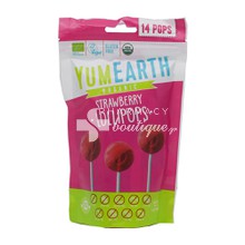 YumEarth Organic Pops Strawberry - Βιολογικά Γλειφιτζούρια Φράουλα, 14τμχ