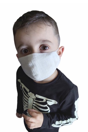 Πλενόμενη μάσκα παιδική off white χωρίς πιέτα