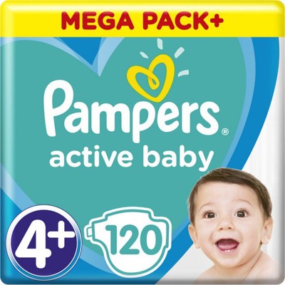 PAMPERS Baby Diapers Active Baby No.4 + 10-15Kgr 120 Pieces Mega Pack