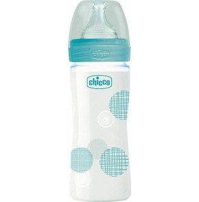 Chicco Well-Being Nature Glass Silicone Teat 0m+,2