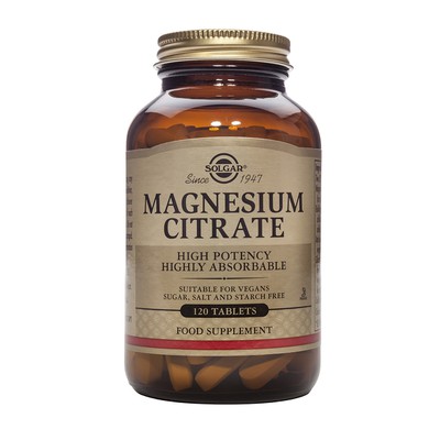 SOLGAR Magnesium Citrate 200mg Συμπλήρωμα Διατροφής Με Κιτρικό Μαγνήσιο Για Ενέργεια & Μείωση Του Στρες 120 Φυτικές Κάψουλες