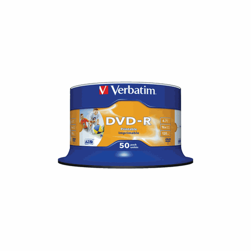VERBATIM DVD-R PRINTABLE 4.7GB 16X CB 50Τ.