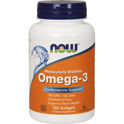 NOW FOODS Omega-3 Molecularly Distilled 1000mg Συμπλήρωμα Διατροφής Ωμέγα-3 Λιπαρών Οξέων x100 Μαλακές Κάψουλες