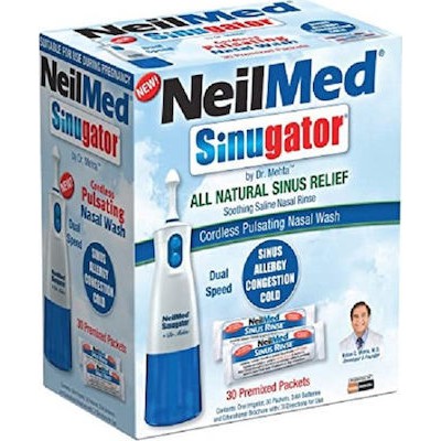NEILMED Sinugator Cordless Pulsating Nasal Wash Για Καθημερινή Ρινική Υγιεινή 1 Τεμάχιο & 30 Φακελάκια