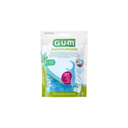 Gum Easy Flossers Fluoride & Vitamin E 890 Κερωμένο Οδοντικό Νήμα Με Γεύση Δροσερής Μέντας 50 τεμάχια