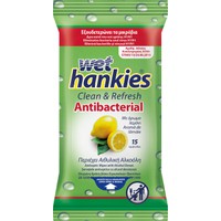 Wet Hankies Clean & Refresh Antibacterial Lemon 15
