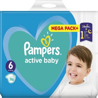 PAMPERS Active Baby Diapers No.6 13-18Kgr 96 Pieces Mega Pack