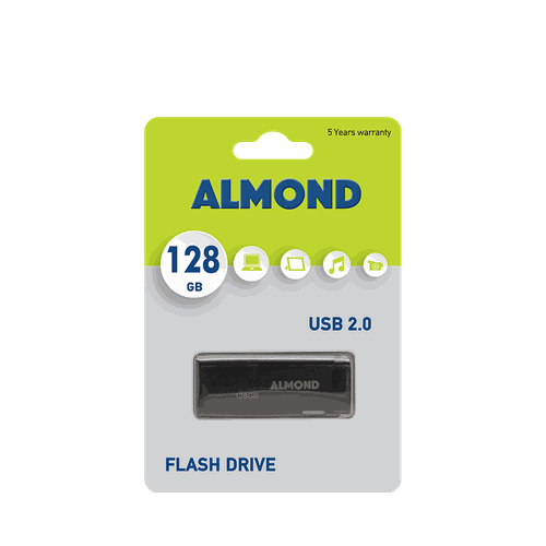 ALMOND FLASH DRIVE USB 2.0 128GB PRIME ΜΑΥΡΟ