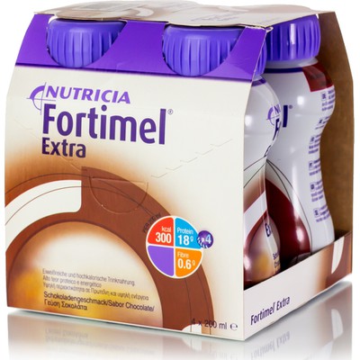 NUTRICIA Fortimel Extra Υπερπρωτεϊνικό Ρόφημα Με Γεύση Σοκολάτα 4x200ml