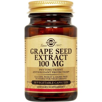 Solgar Grape Seed Extract 100mg Συμπλήρωμα Διατροφής Για Τόνωση Μικροκυκλοφορικού, Ιδανικό Για Αγγειακές Διαταραχές & Κιρσώδεις Φλέβες 30 Δισκία