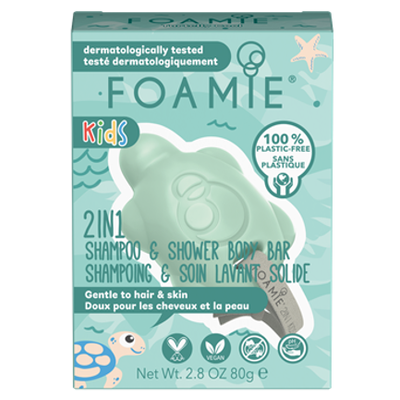 FOAMIE Kids 2in1 Shampoo & Shower Body Bar Turtelly Cool Παιδικό Αφρόλουτρο & Σαμπουάν Πράσινη Χελώνα 80g