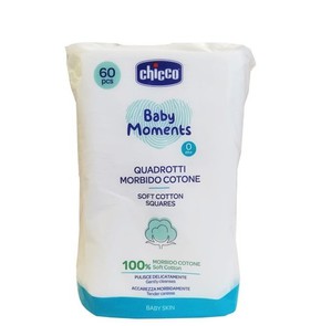 Chicco Baby Moments 0+ Square Cotton Wipes, 60pcs