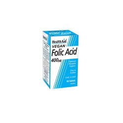 Health Aid Folic Acid 400mg Συμπλήρωμα Διατροφής Φυλλικού Οξέως Απαραίτητο Κατά Την Εγκυμοσύνη 90 ταμπλέτες