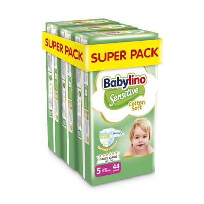 BABYLINO Sensitive Cotton Soft Πάνες Παιδικές Nο5 11-16kg (44x3) 132 Τεμάχια Super Pack