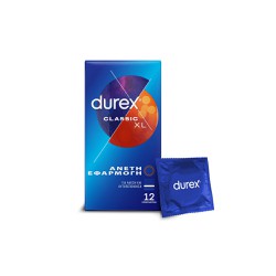 Durex Classic XL Προφυλακτικά Aπό Φυσικό Ελαστικό Λάτεξ Για Άνετη Εφαρμογή 12 τεμάχια