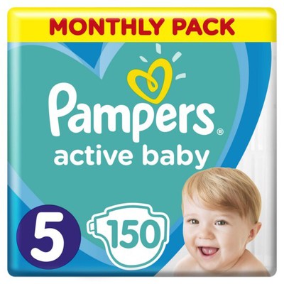 PAMPERS Baby Diapers Active Baby No.5 11-16Kgr 150 Pieces Monthly Pack