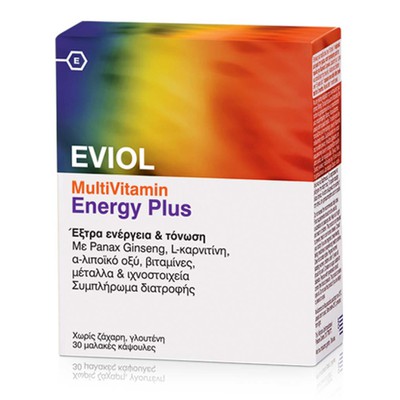 EVIOL MultiVitamin Energy Plus Για Έξτρα Τόνωση & Ενέργεια x30 Μαλακές Κάψουλες
