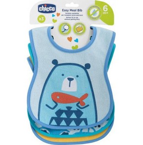 Chicco Easy Meal Bib 6m + Cervix in Blue Color, 3 