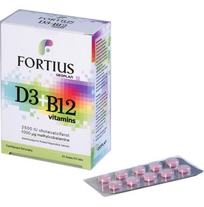 Fortius D3 2500 IU + B12 1000μg, 30 Τabs
