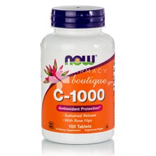 Now Vitamin C 1000mg with Rose Hips (Sustained Released) - Βραδείας Αποδέσμευσης, 100 tabs