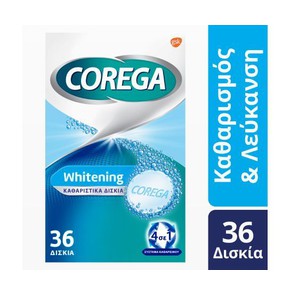 Corega Whitening Denture Cleansing Tablets, 36tabs