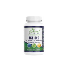 Natural Vitamins D3 & K2 MK7 125mg 60 tabs