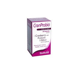 Health Aid Cranprobio Dietary Supplement With Cranberries & Probiotics For The Good Health Of The Female Urinary System 30 Herbal Capsules