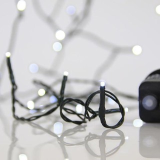 Xmas String Led Lights  180 Cool White With Green 