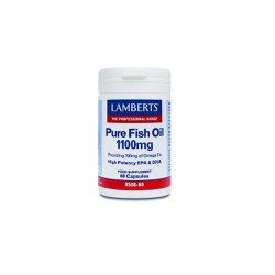 Lamberts Pure Fish Oil 1100mg Dietary Supplement Contributes to the Normal Function of the Heart, Sight & Brain 60 capsules