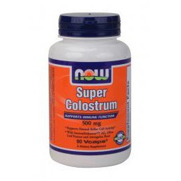 Now Super Colostrum 500 mg, w/ Olive Leaf Extract, 90 Vcaps