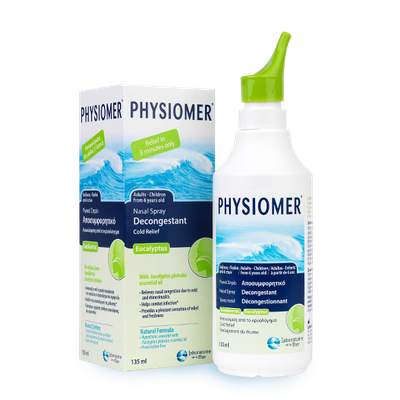 PHYSIOMER Nasal Spray Υπέρτονο Ρινικό Σπρέι Με 100% Θαλασσινό Νερό & Εκχύλισμα Ευκαλύπτου & Άγριας Μέντας Κατάλληλο Για Παιδιά Από 6 Ετών & Ενήλικες 135ml