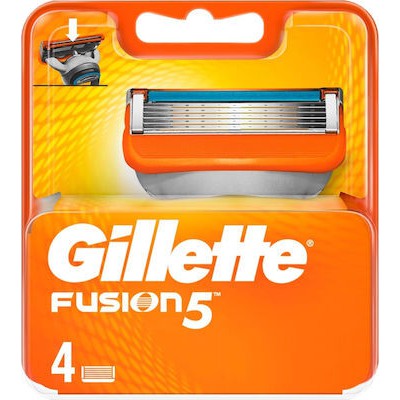 GILLETTE Fusion 5 Ανταλλακτικές Κεφαλές Με Λεπίδες & Λιπαντική Ταινία 4 Τεμάχια