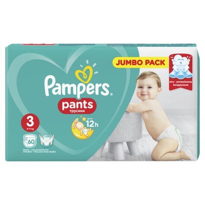 PAMPERS Baby Diapers Pants No.3 6-11Kgr 60 Pieces Jumbo Pack
