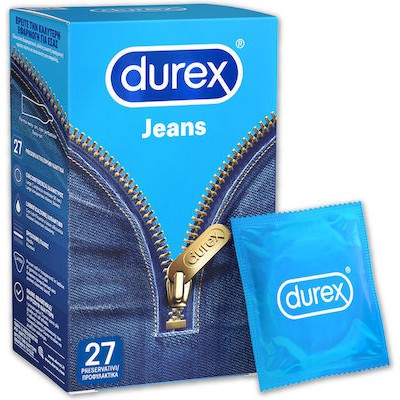 DUREX Jeans Large Easy-On Ευκολοφόρετα Προφυλακτικά, 27 Τεμάχια