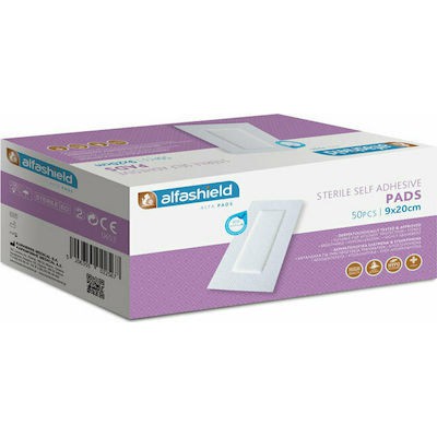 KARABINIS Medical Alfashield Self Adhesive Pads Αποστειρωμένα Αντικολλητικά Υποαλλεργικά Αυτοκόλλητα Επιθέματα 9cmx20cm 50 Τεμάχια