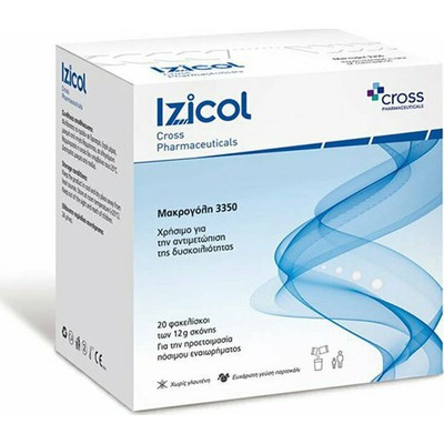 IZICOL Cross Pharmaceuticals Βοήθημα Με Μακρογόλη 3350 Για Την Αντιμετώπιση Της Δυσκοιλιότητας 20 Φακελάκια x12gr