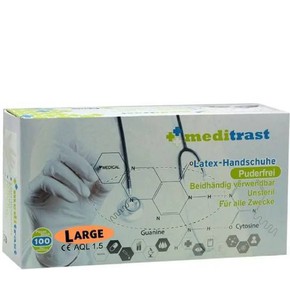 Meditrast Powdered Free Latex Gloves Large, 100pcs