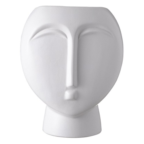 Vazo e bardhë dekorative në formë fytyre, 17x13.7x